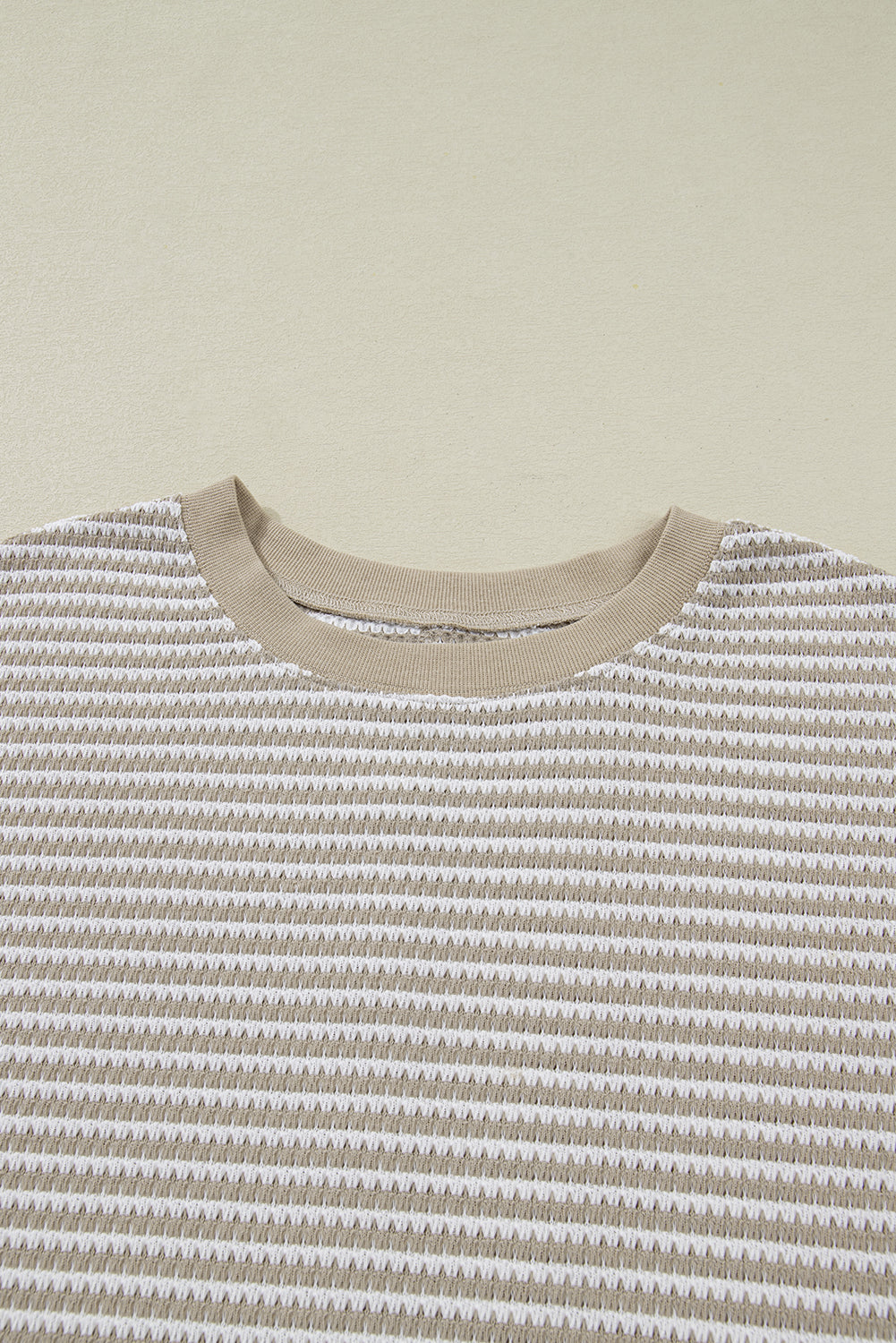 Plus Size Stripe Knit Ribbed Long Sleeve Top