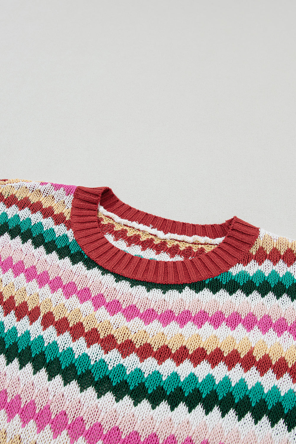 Stripe Ruffle Short Sleeve Sweater