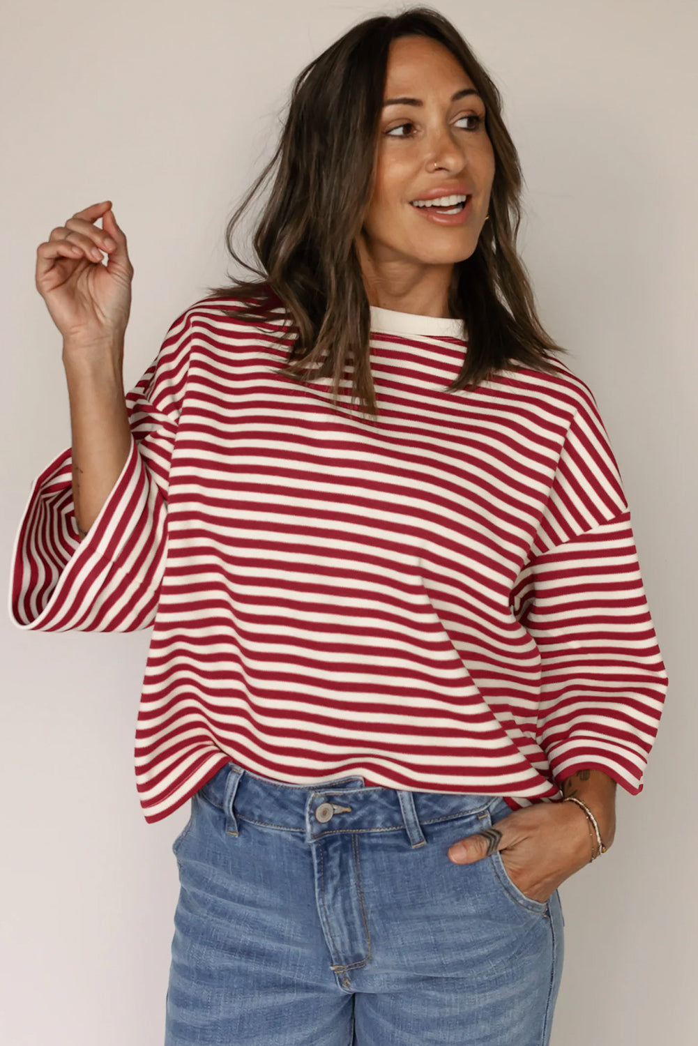 Stripe Bow Back Cutout Tee