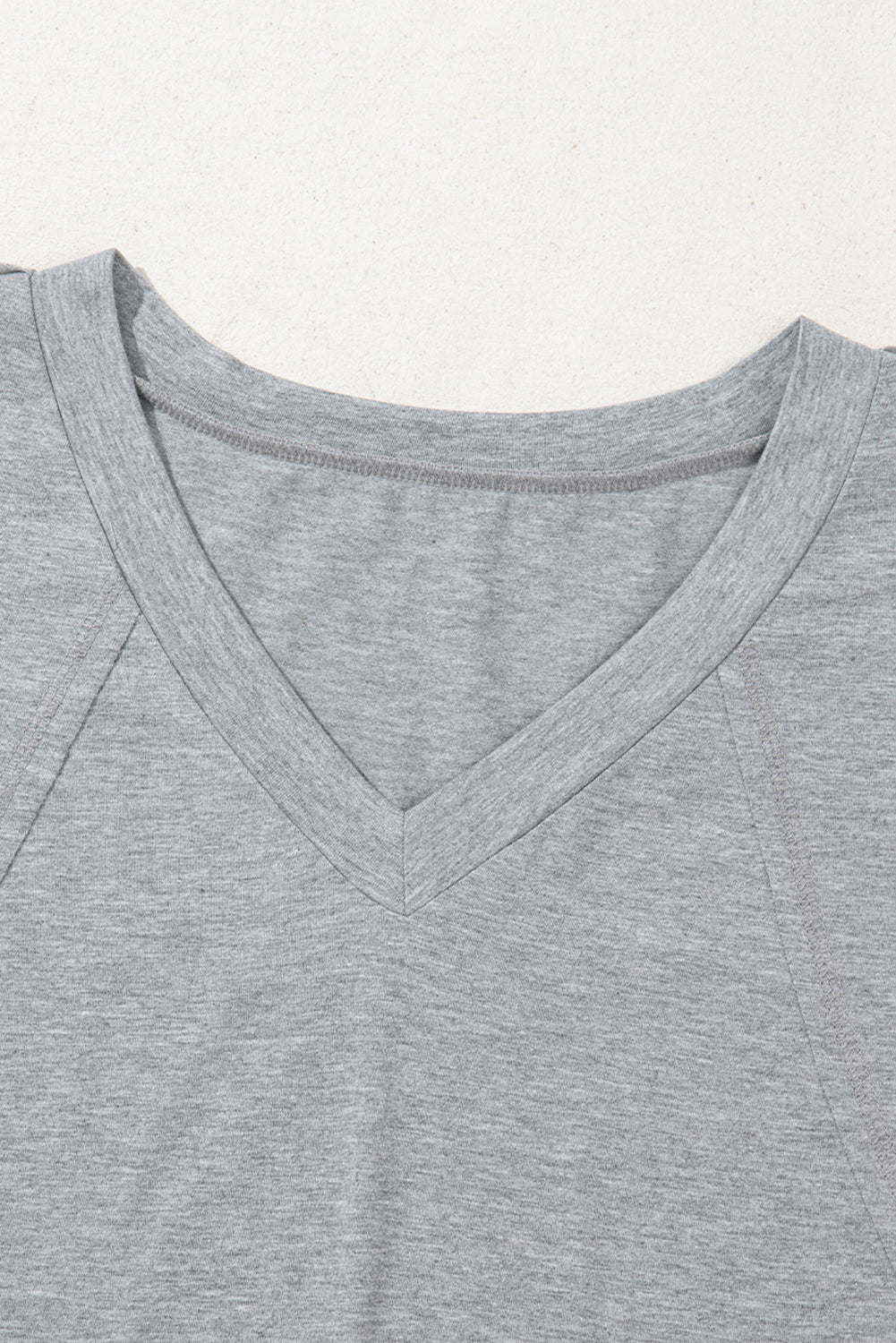Solid Raglan Sleeve V-Neck T-Shirt