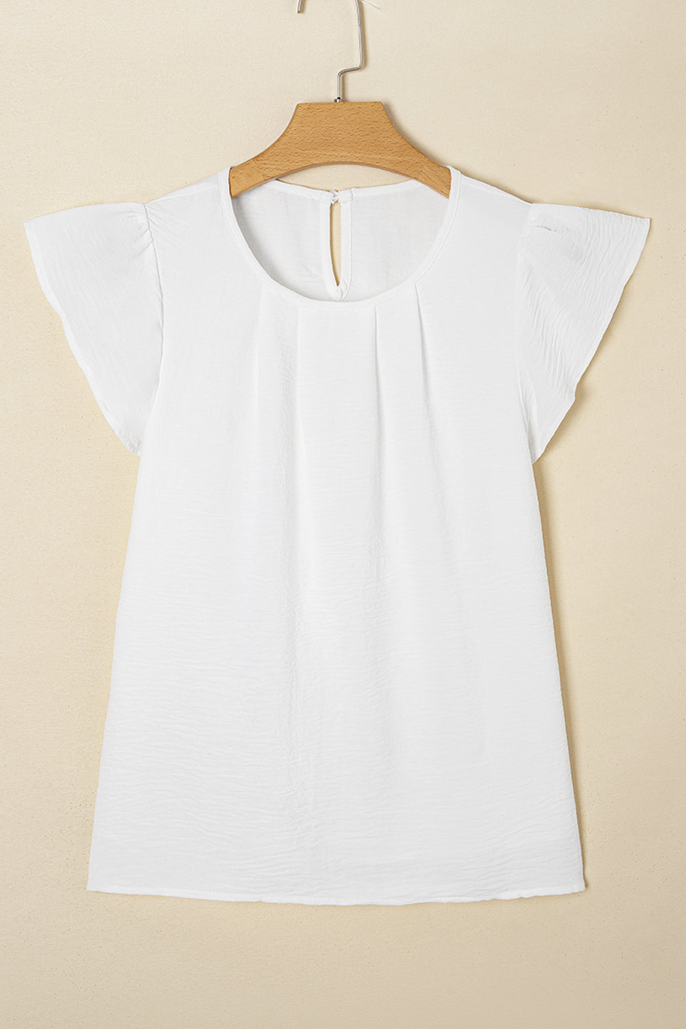 Pleated Flounce Sleeve Textured Blouse