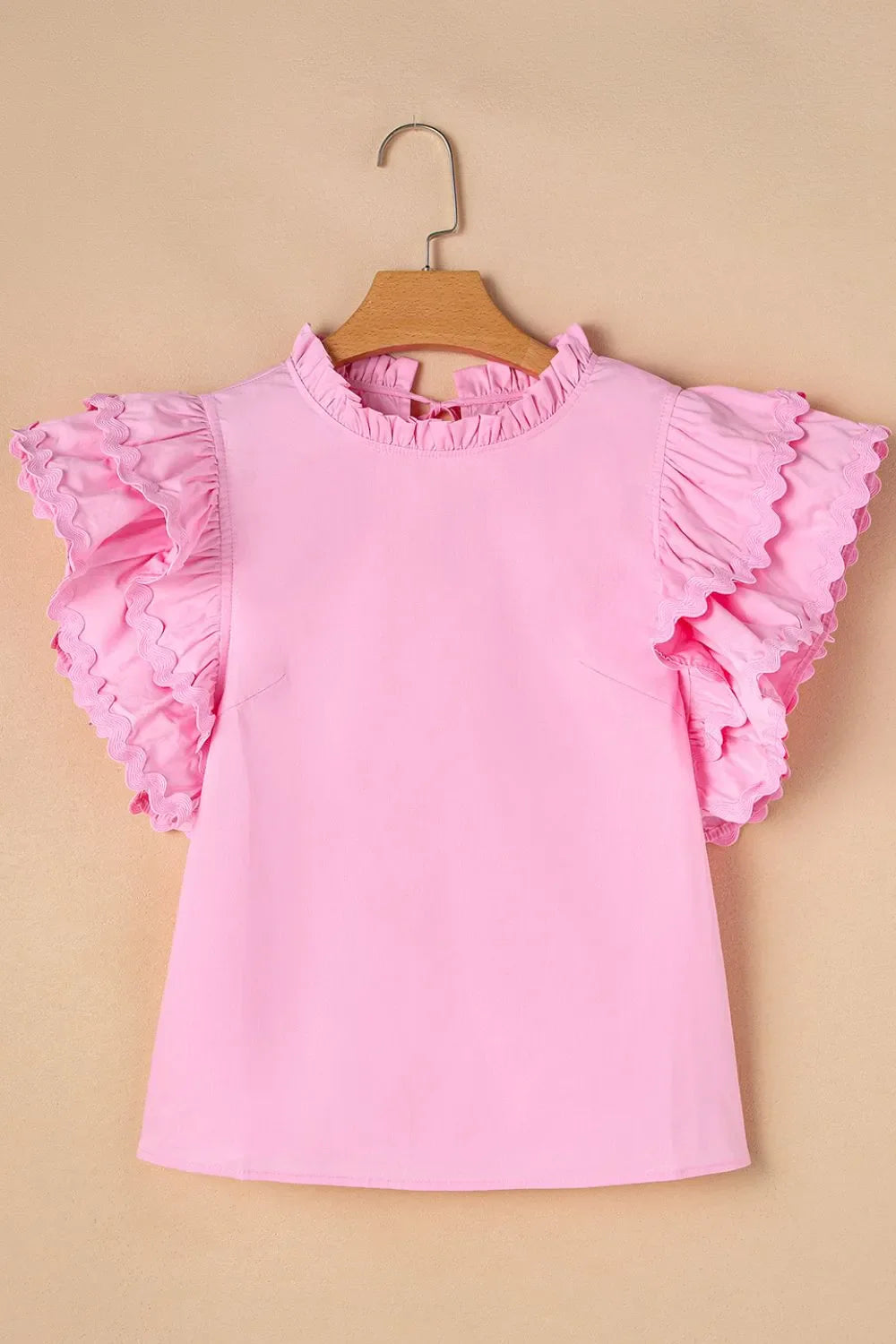 Ruffled Sleeve Frilled Collar Blouse
