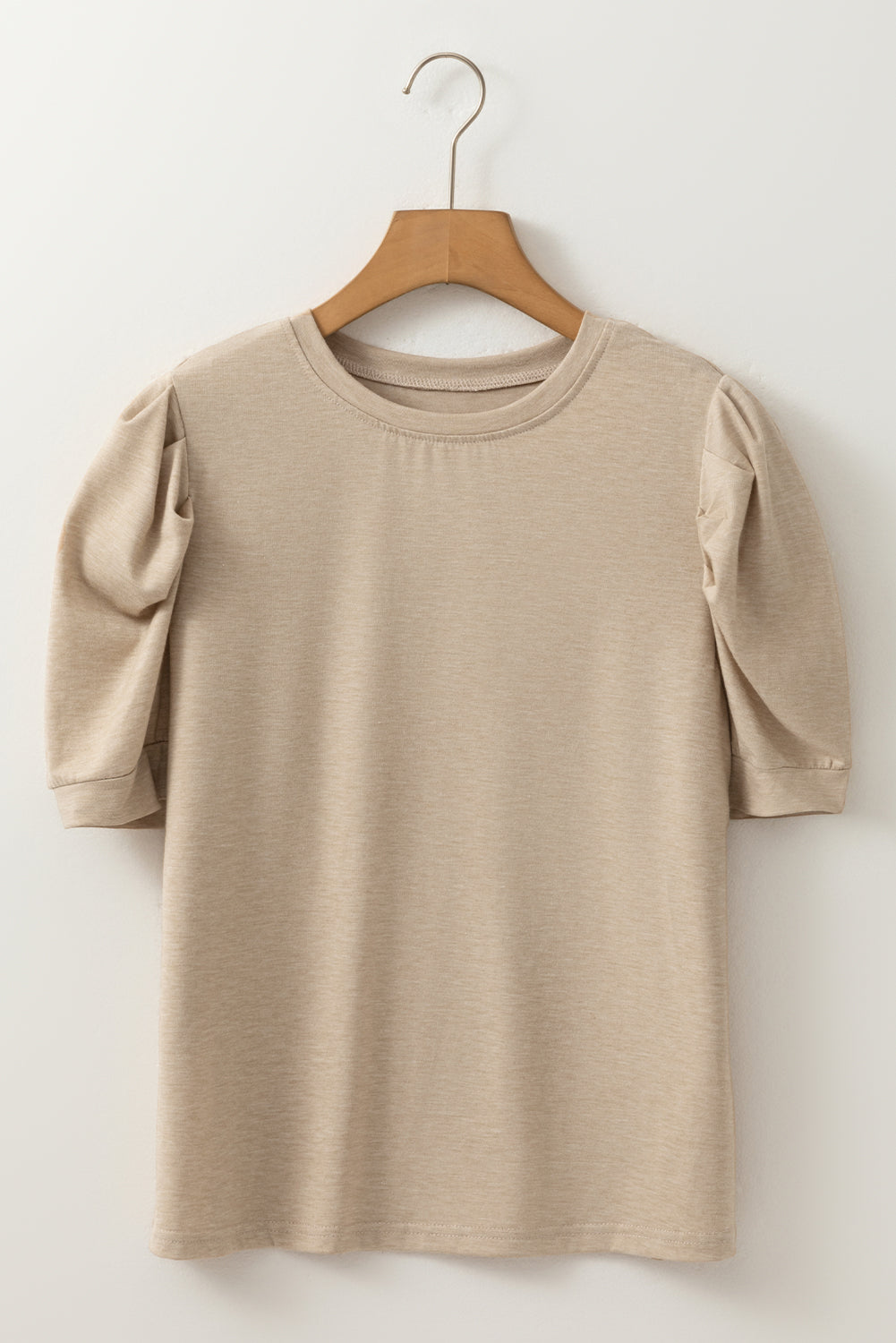 Solid Ruched Puff Sleeve T-Shirt
