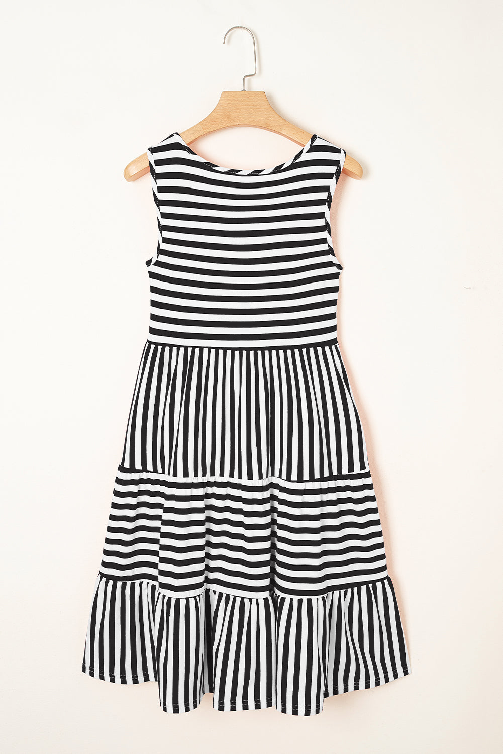 Stripe Sleeveless Tiered Mini Dress