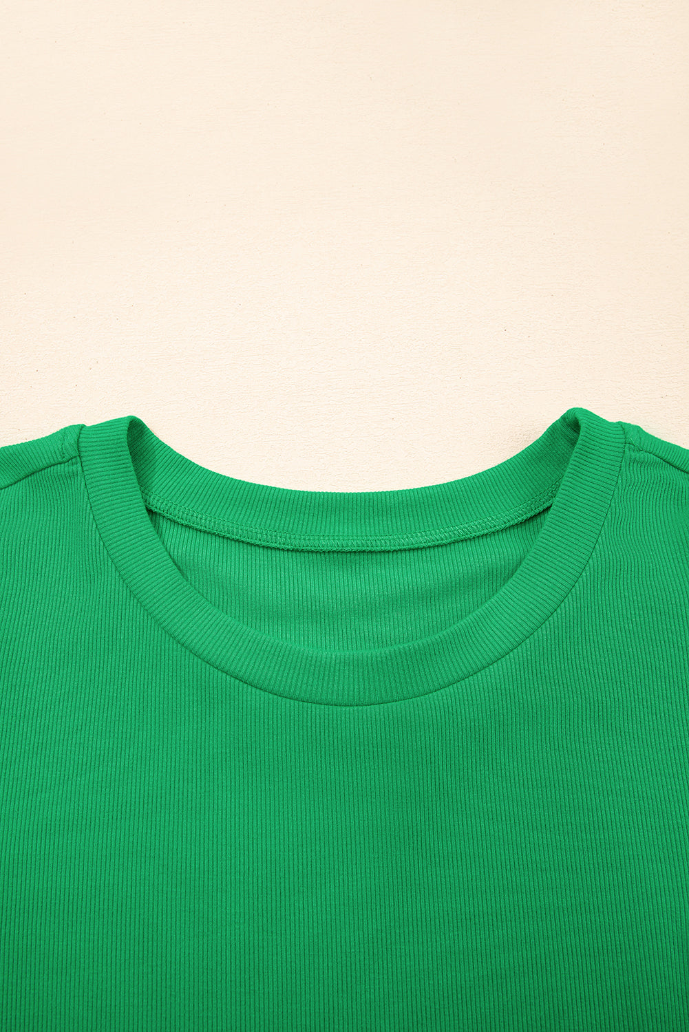 Pearl Beaded Ribbed Puff Sleeve Top