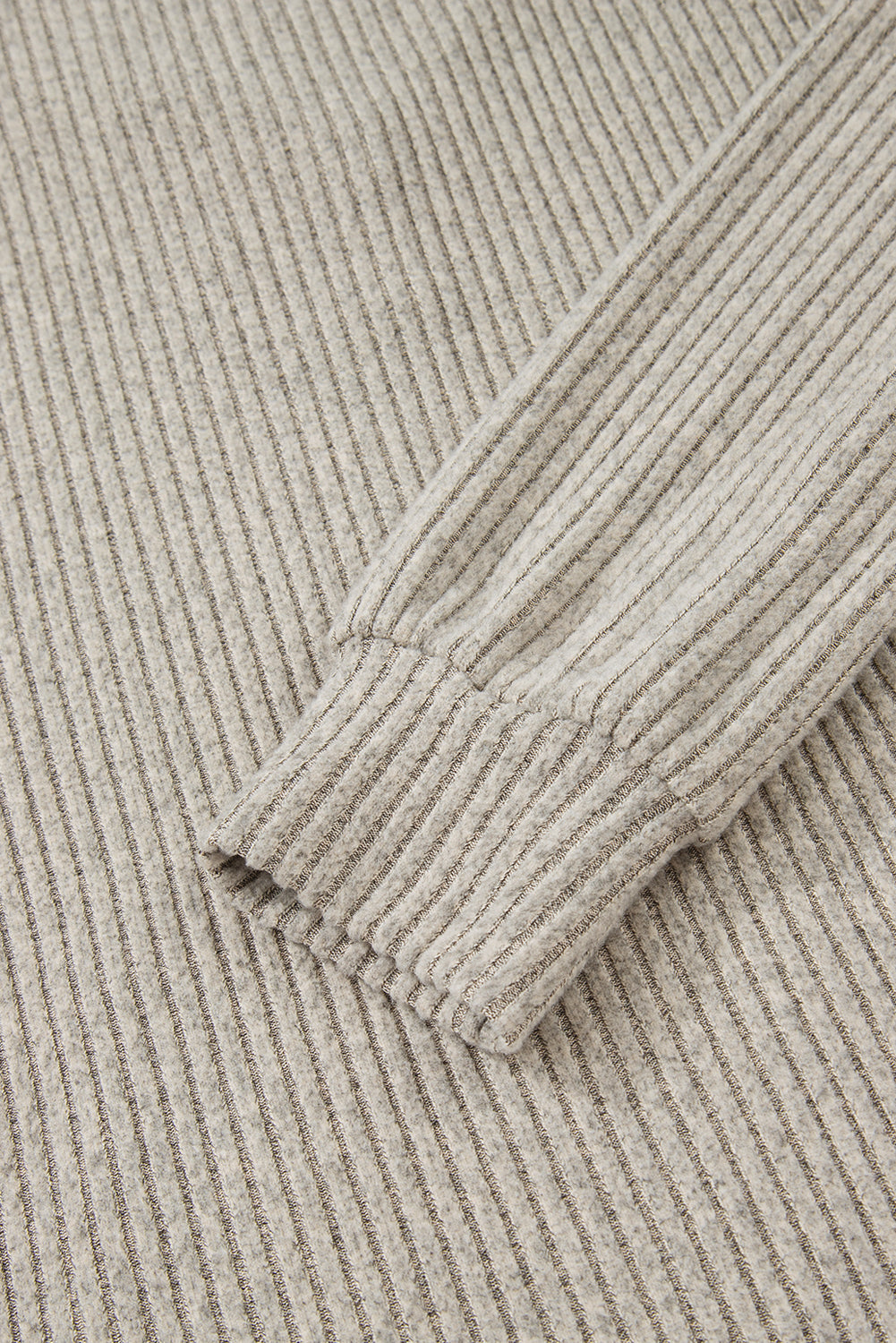 Solid Ribbed Knit Textured Drop Shoulder Henley Top