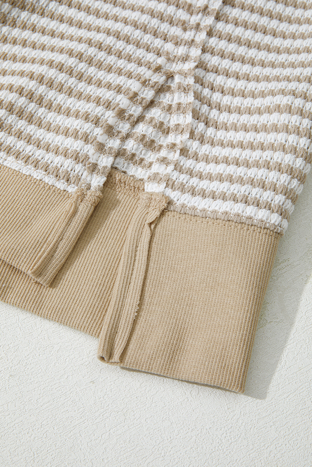 Plus Size Stripe Knit Ribbed Long Sleeve Top