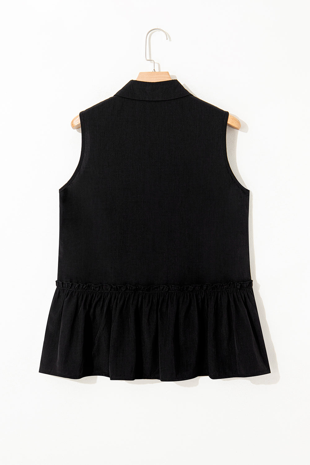 Ruffle Hem Sleeveless Buttoned Shirt