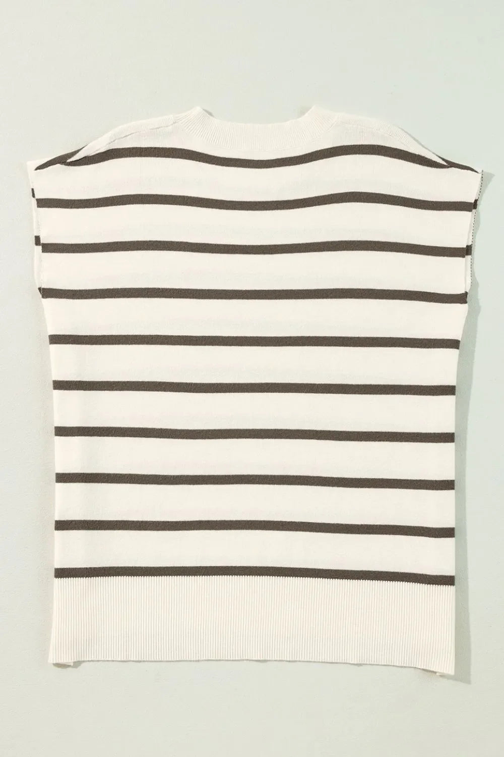 Stripe Side Slits Crewneck Sweater Vest