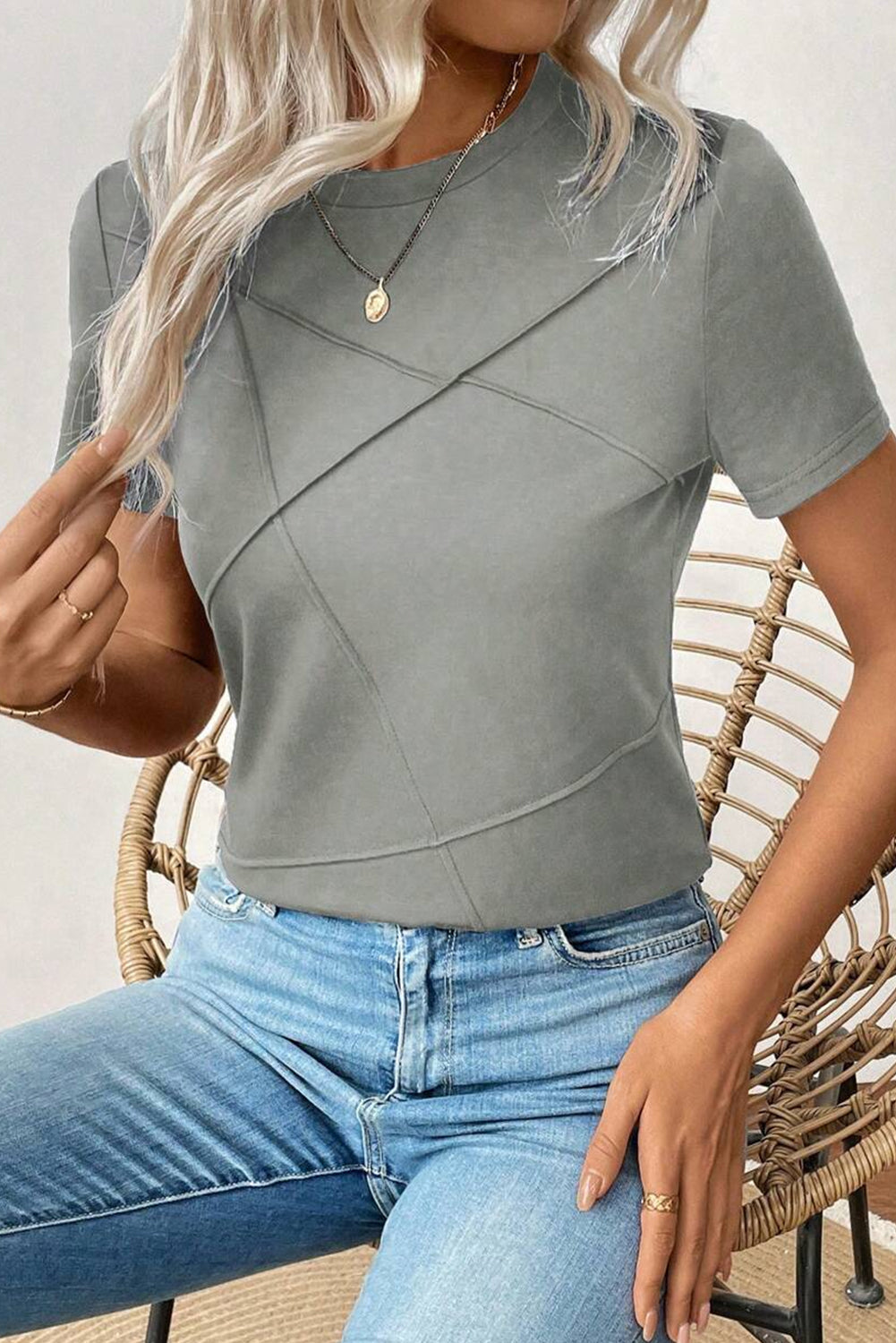 Stripe Textured Short Sleeve T-Shirt