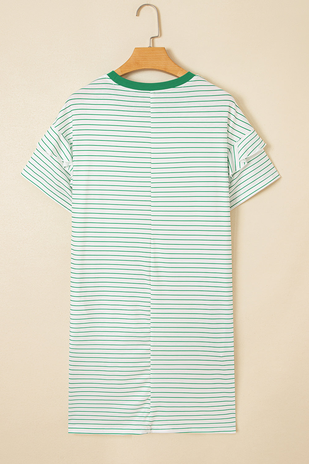 Stripe Ruffle Sleeve T-Shirt Dress