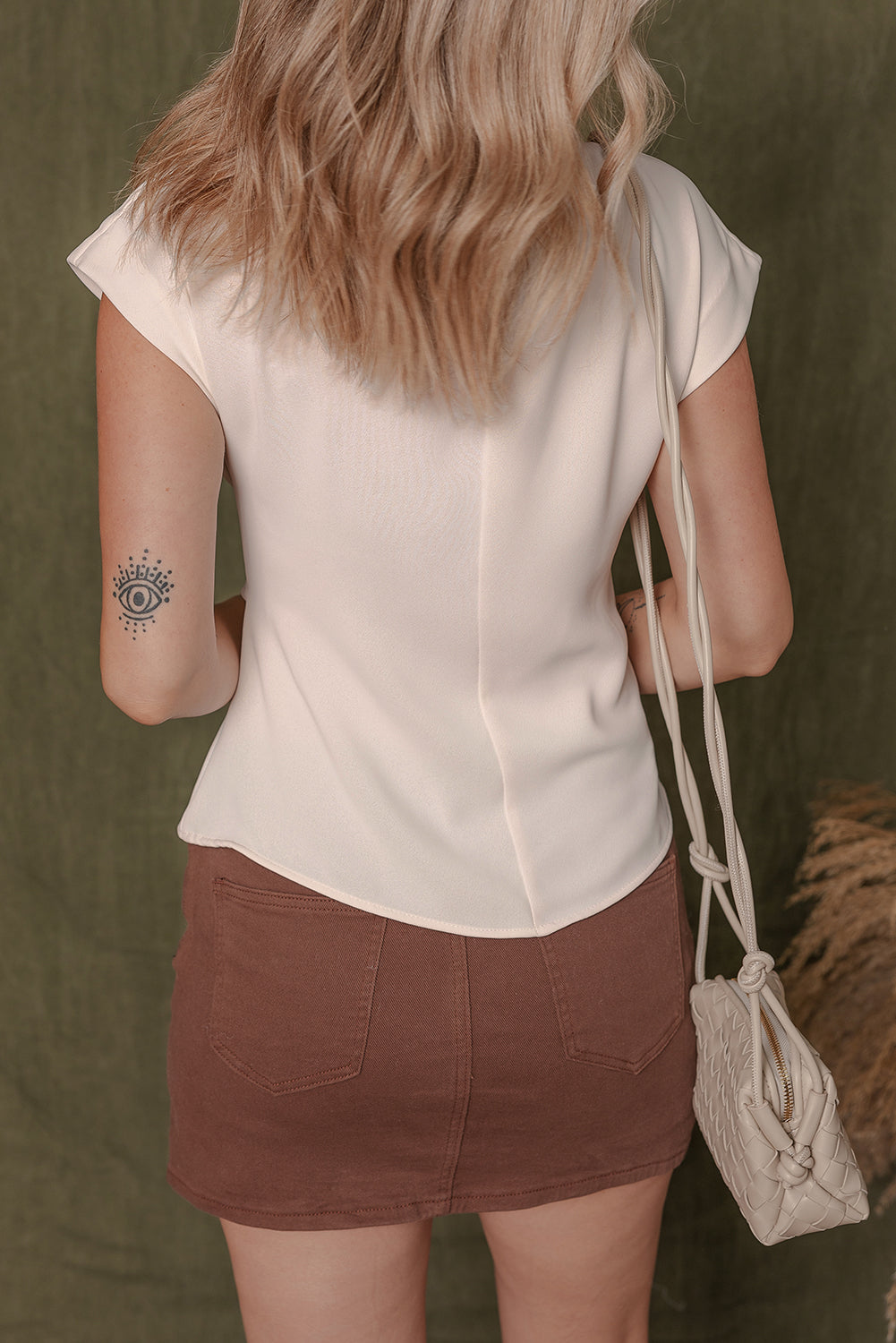 Wrap V-Neck Ruched Peplum Blouse