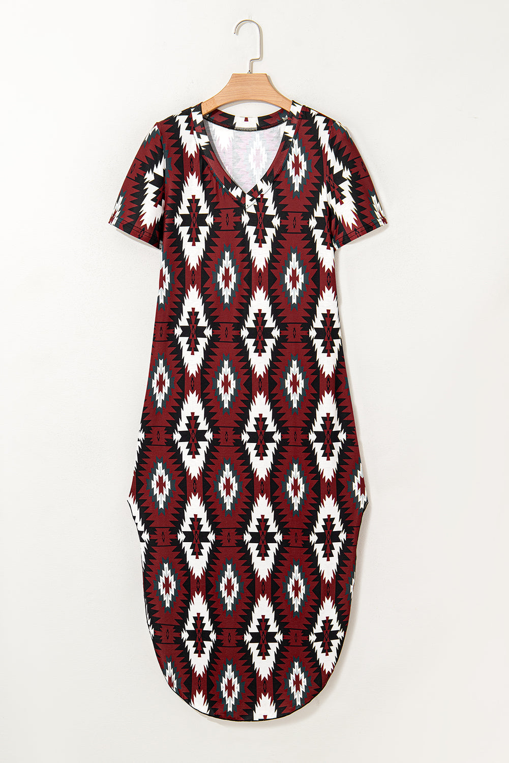 Western Aztec T-Shirt Maxi Dress