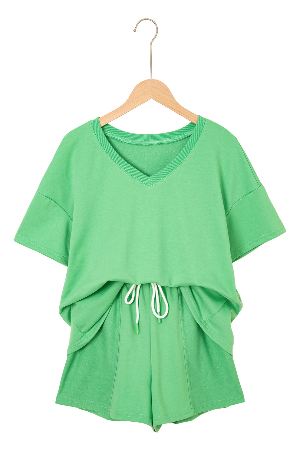 Patchwork V-Neck Tee and Shorts Set