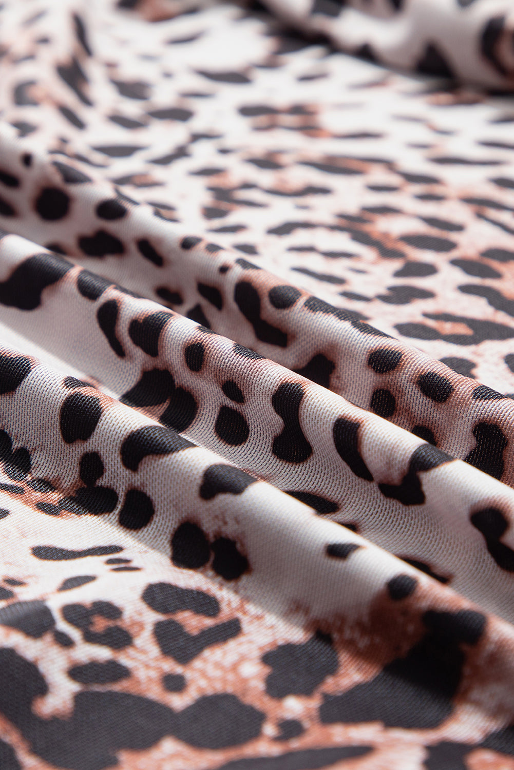 Leopard Smocked Neck Mesh Bodysuit