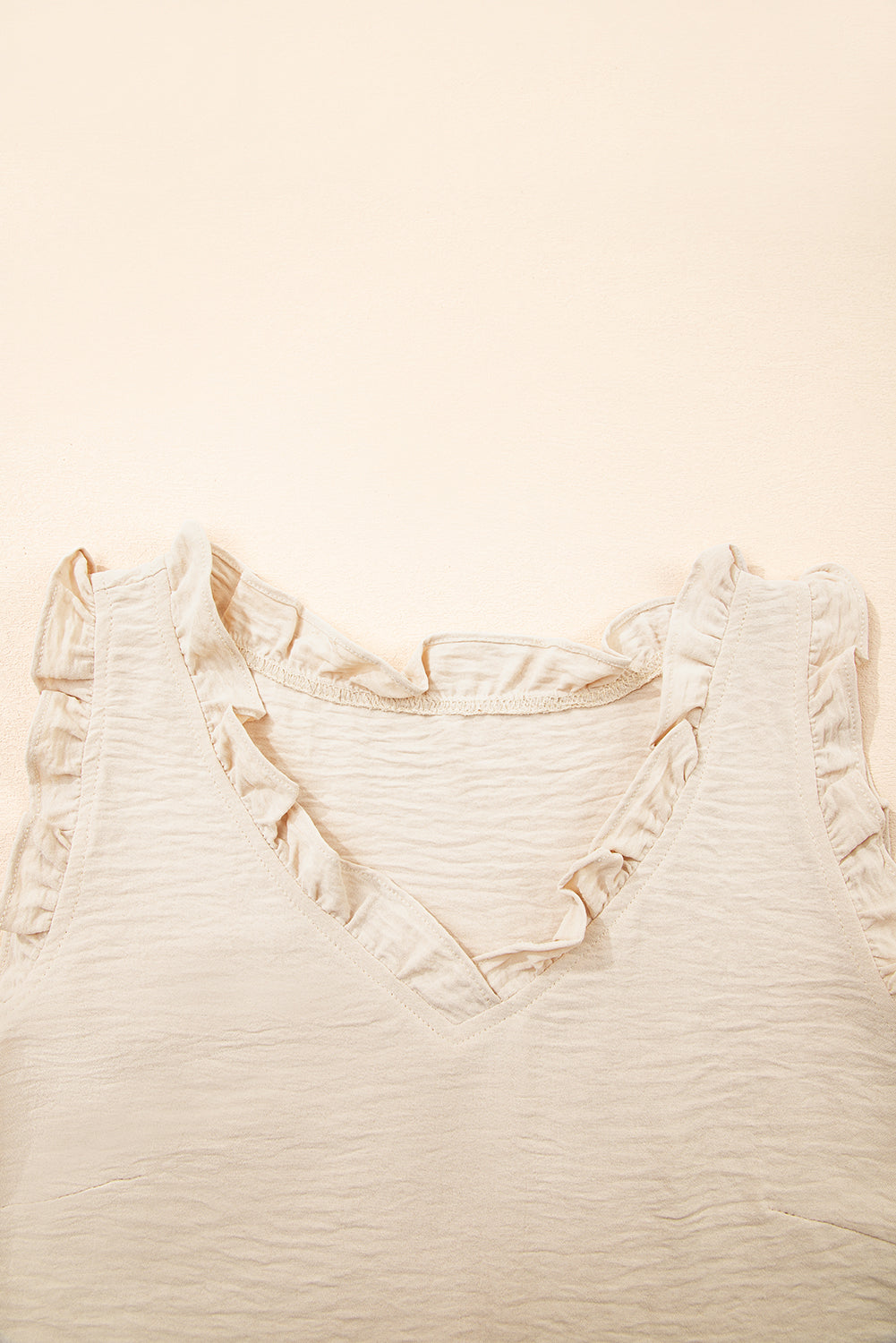 Textured Frilled Trim Sleeveless Top