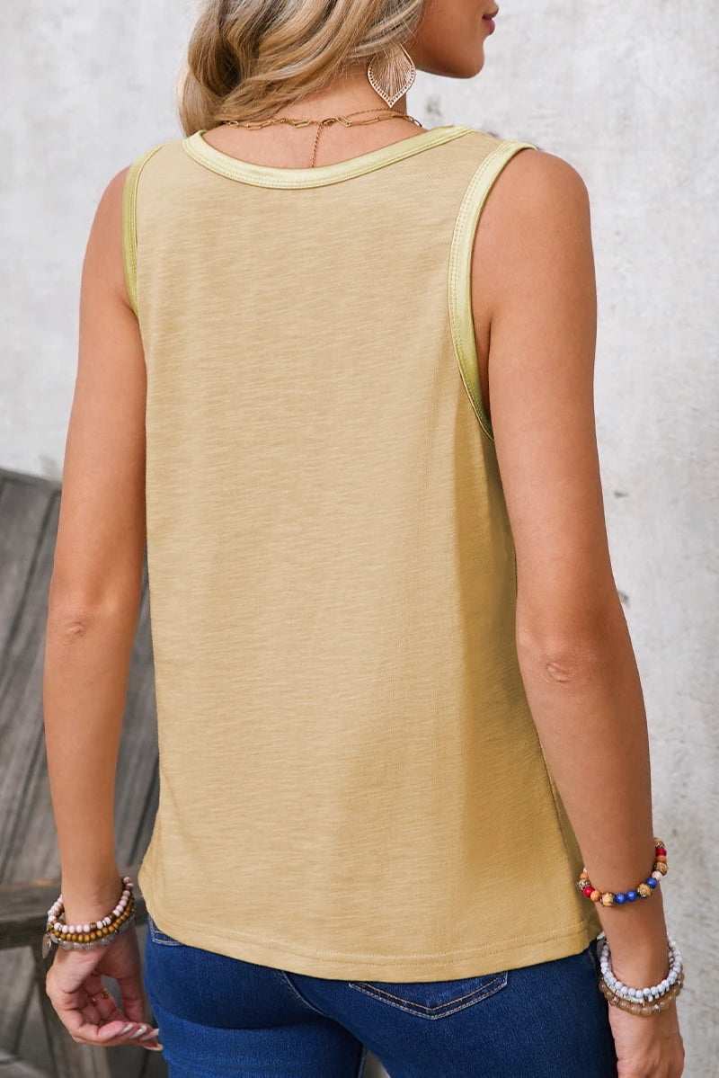 Metallic Contrast Trim Tank Top