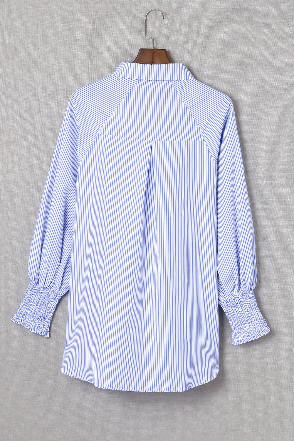 Stripe Smocked Cuff Buttoned Shirt