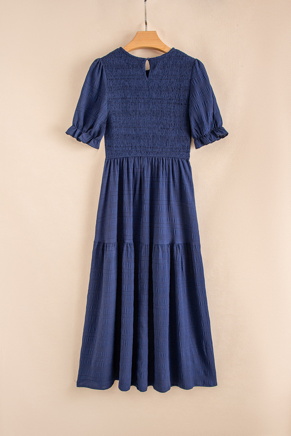 Smocked Short Sleeve Midi Dress
