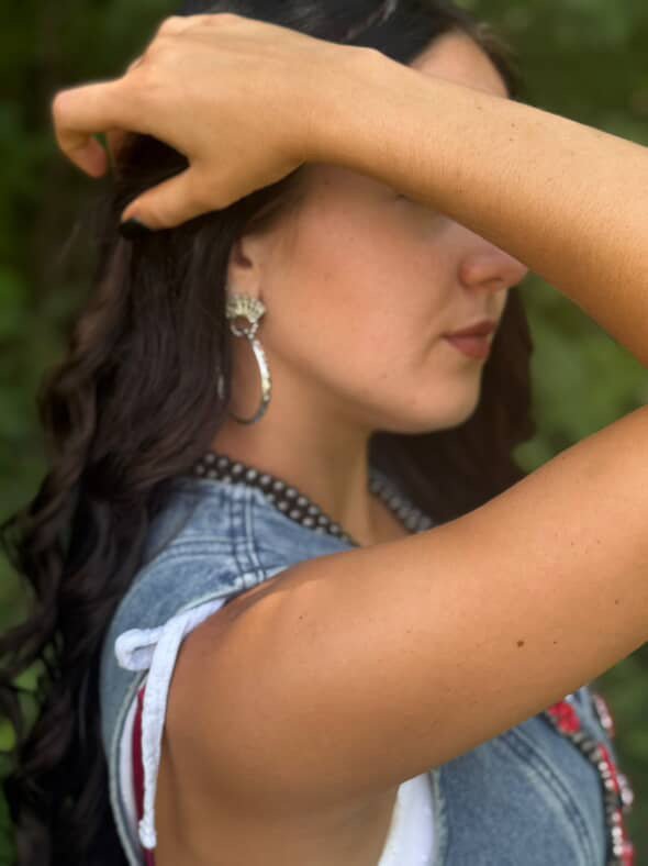 Faux Coral Long Squash Blossom Statement Necklace - 32 inch necklace