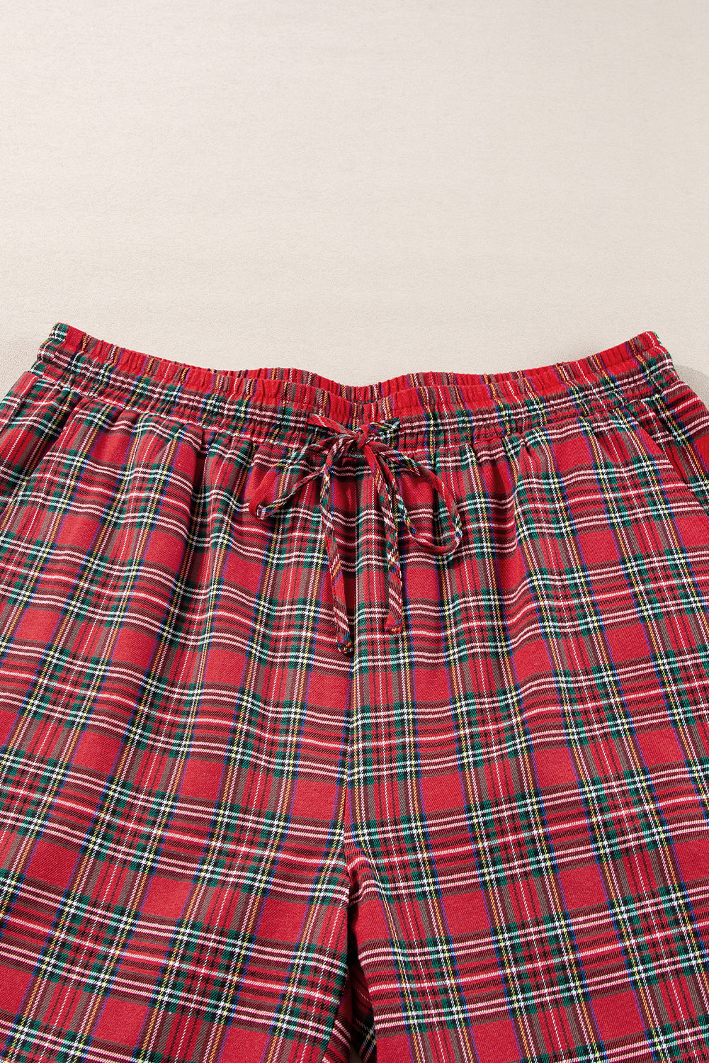 Plus Size Christmas Plaid Shirt and Pants Lounge Set