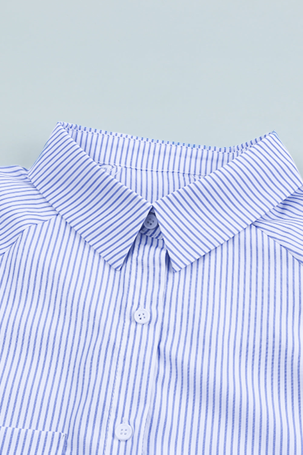 Stripe Smocked Cuff Buttoned Shirt