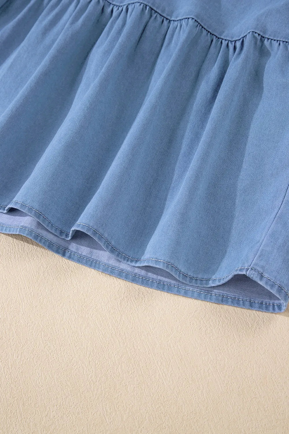 Ruffled Spaghetti Straps Denim Tank Top