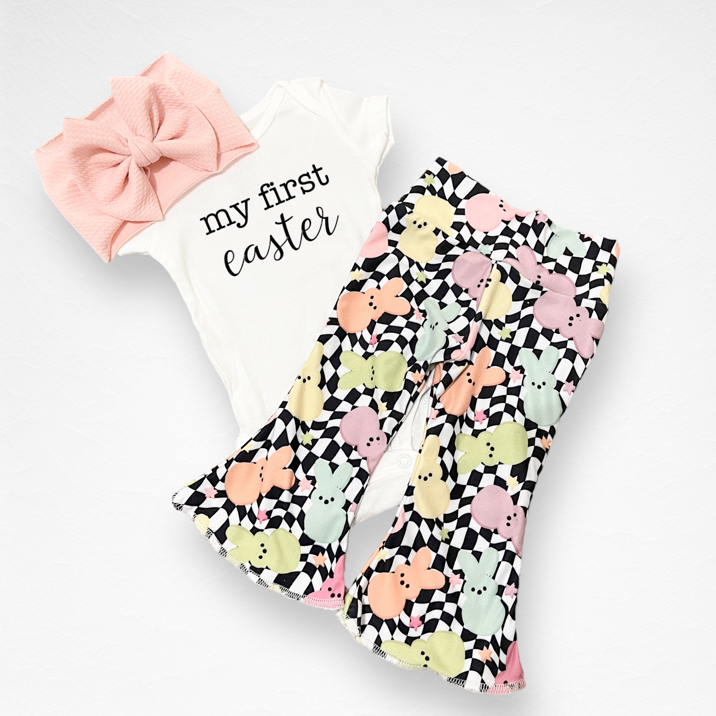 Retro Checker Easter Baby Bell Bottoms