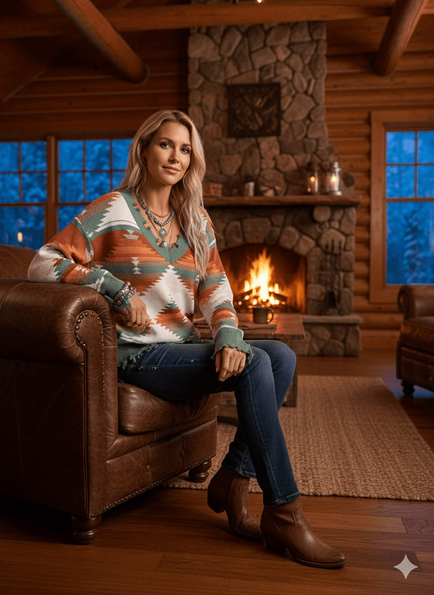 Heidi Frayed Hem V-Neck Long Sleeve Sweater
