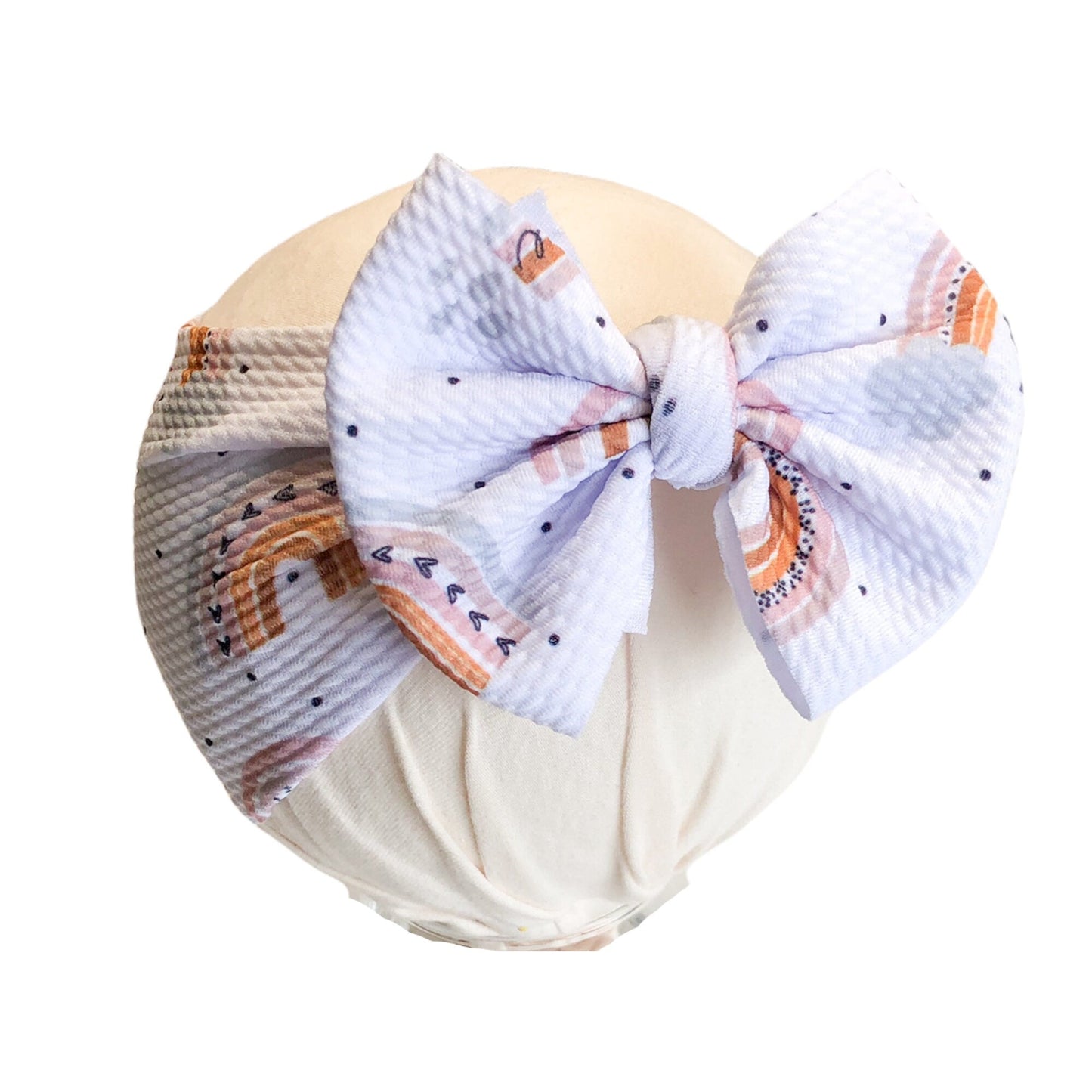 Neutral Boho Rainbows Headwrap Bow