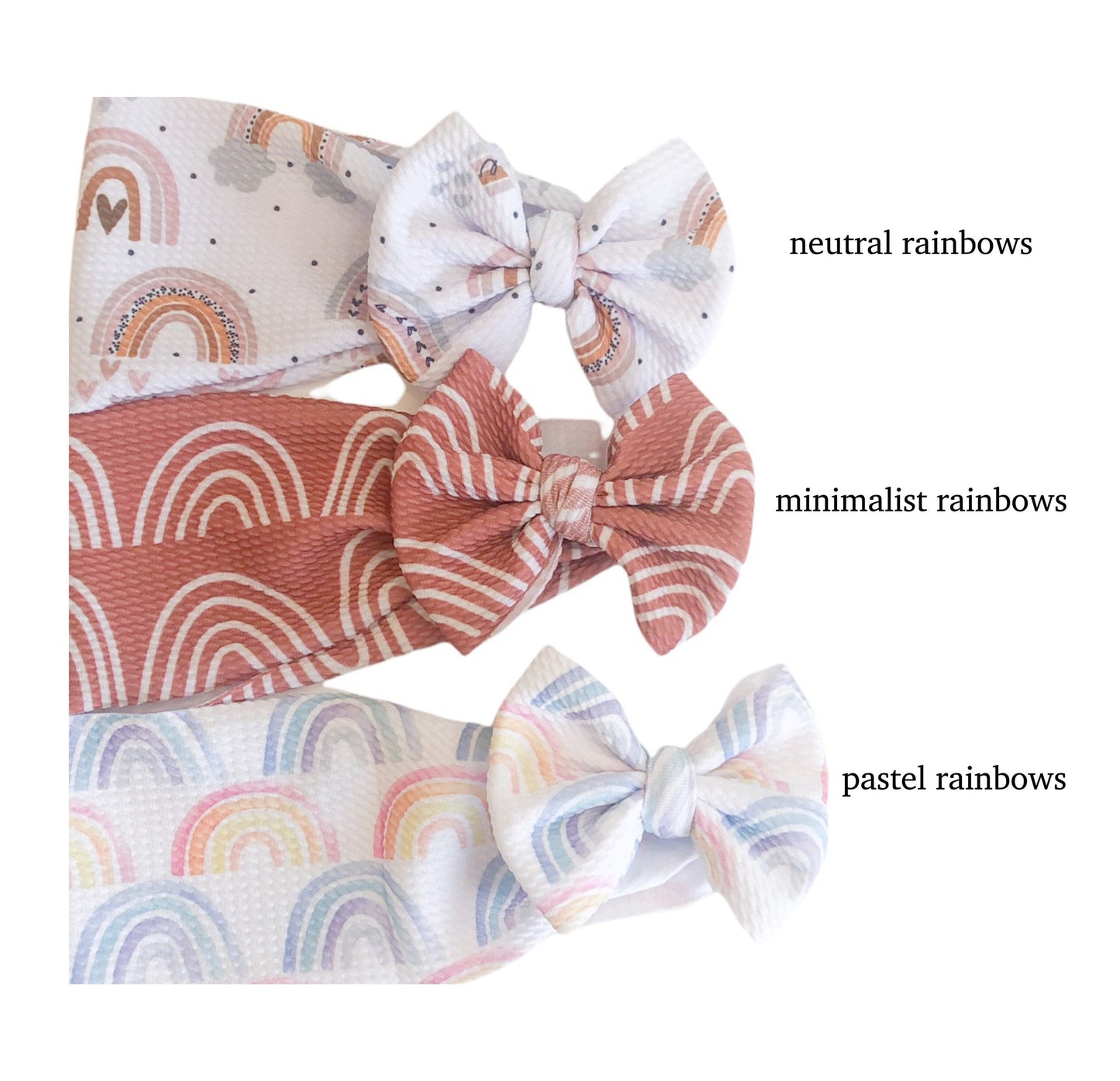 Neutral Boho Rainbows Headwrap Bow