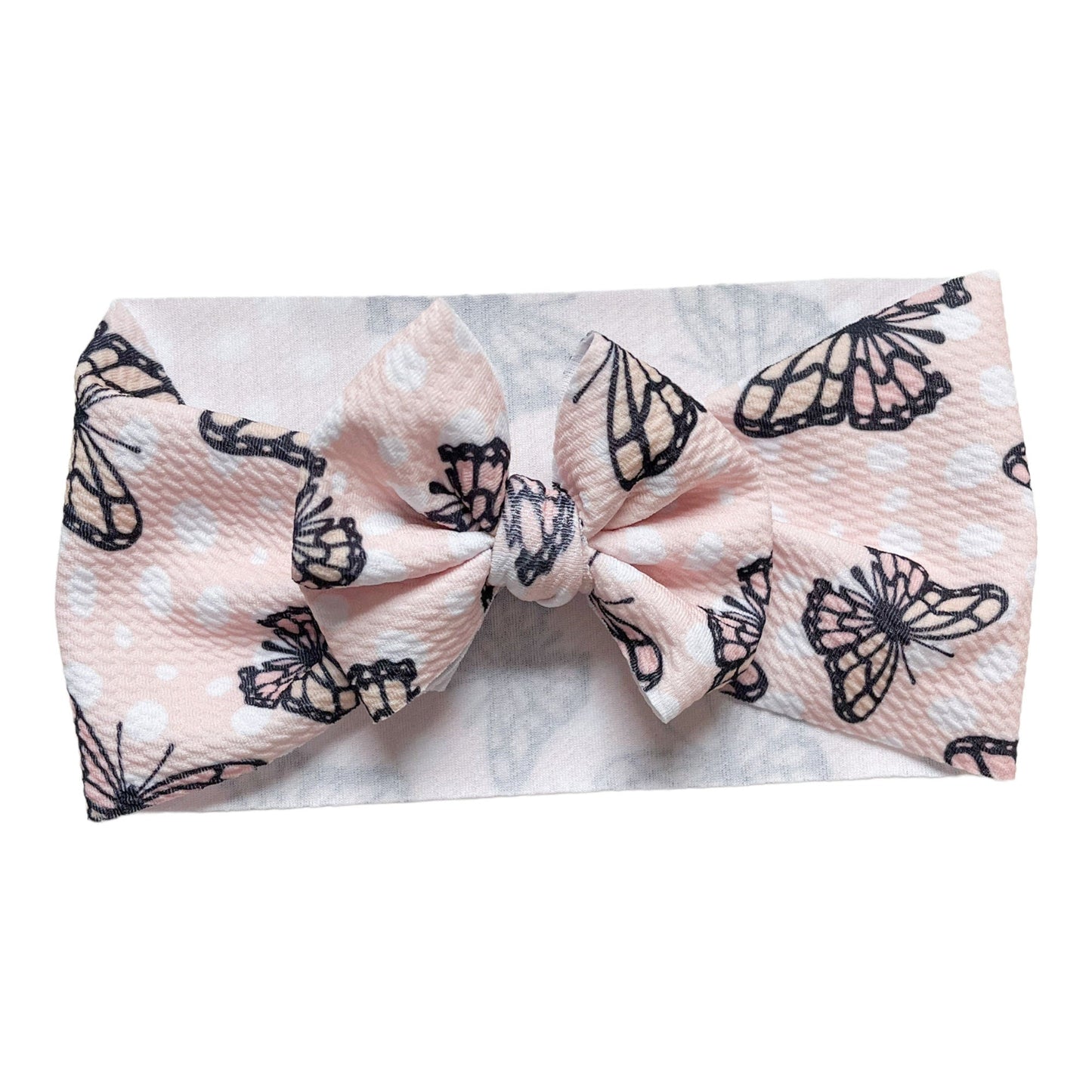 Pink Polka Dot Butterfly Baby Headwrap Bow