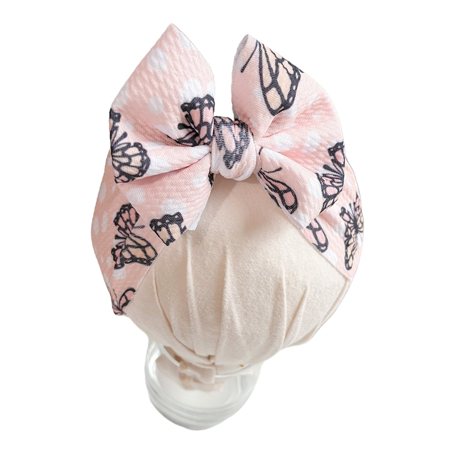 Pink Polka Dot Butterfly Baby Headwrap Bow