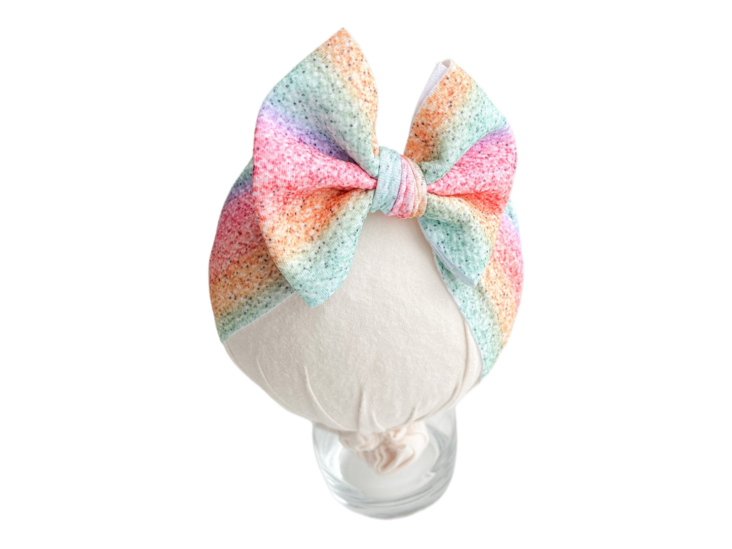 Faux Rainbow Glitter Headwrap Bow