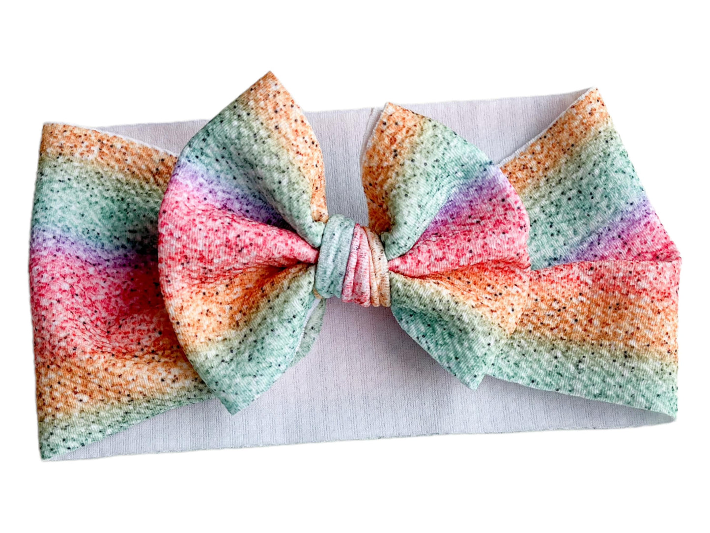 Faux Rainbow Glitter Headwrap Bow