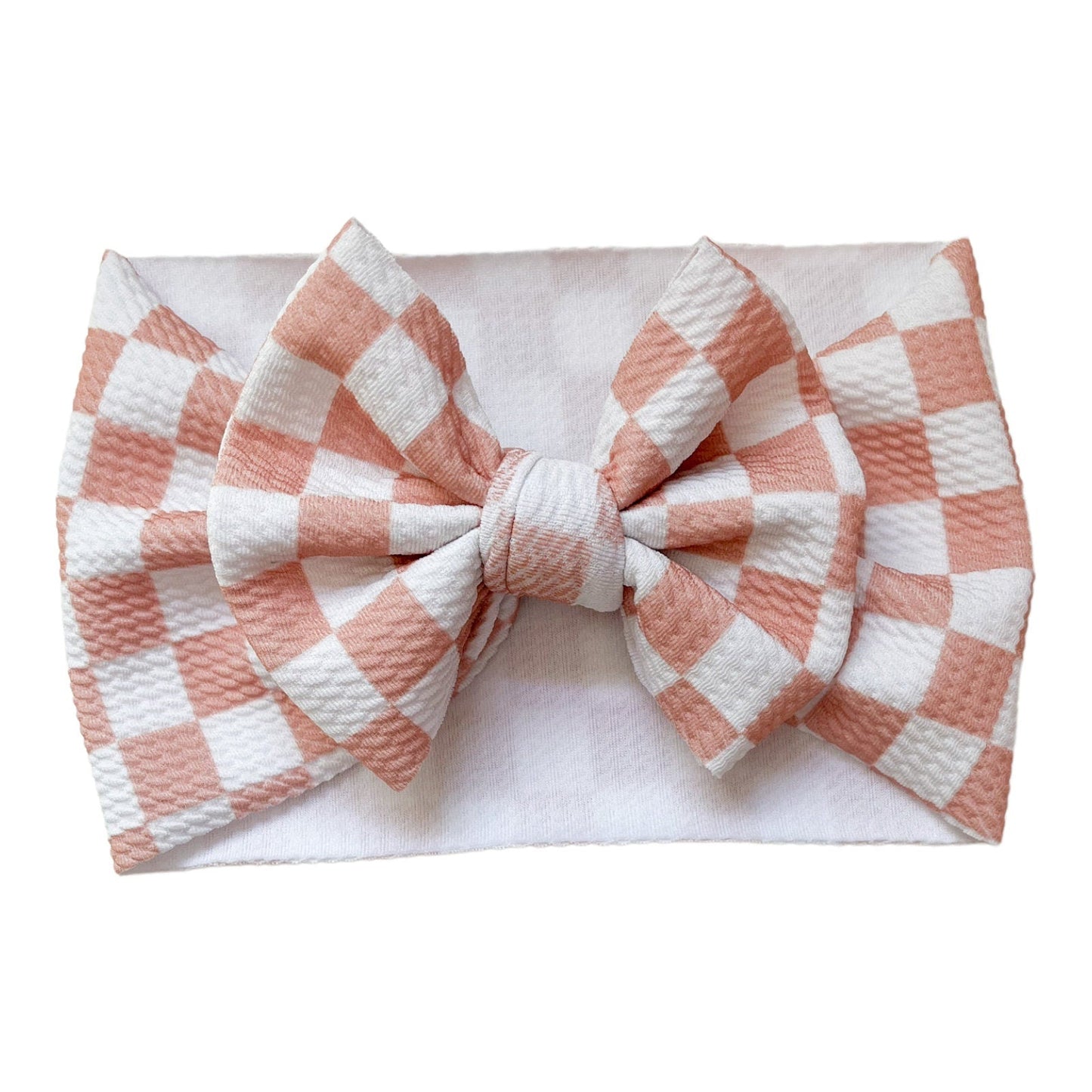 Neutral Checker Headwrap Bow
