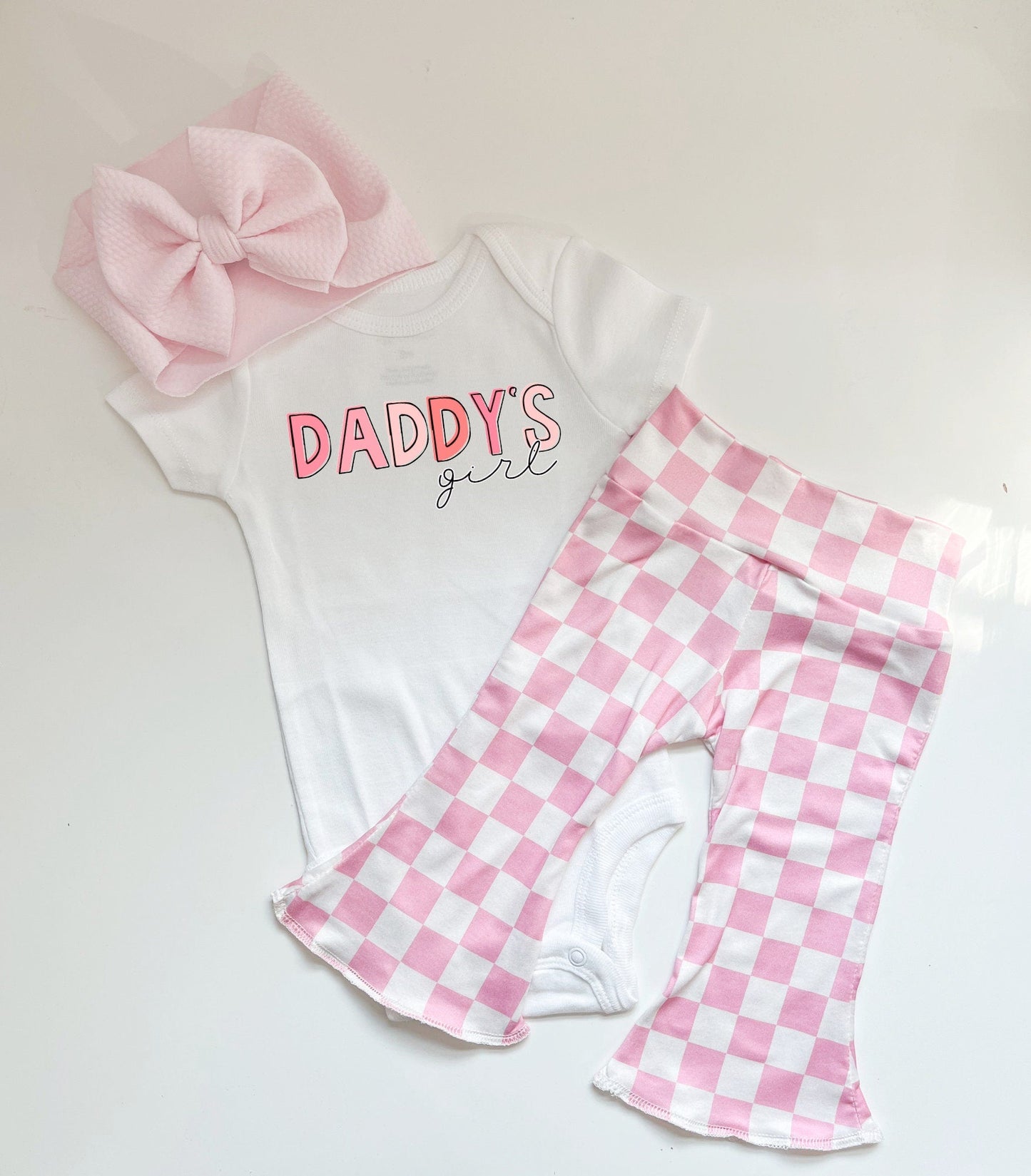 Pink Checker Baby Bell Bottoms