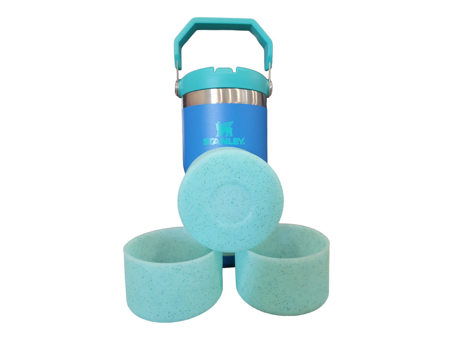Aqua Glitter Silicone boot bumper sleeve for tumblers