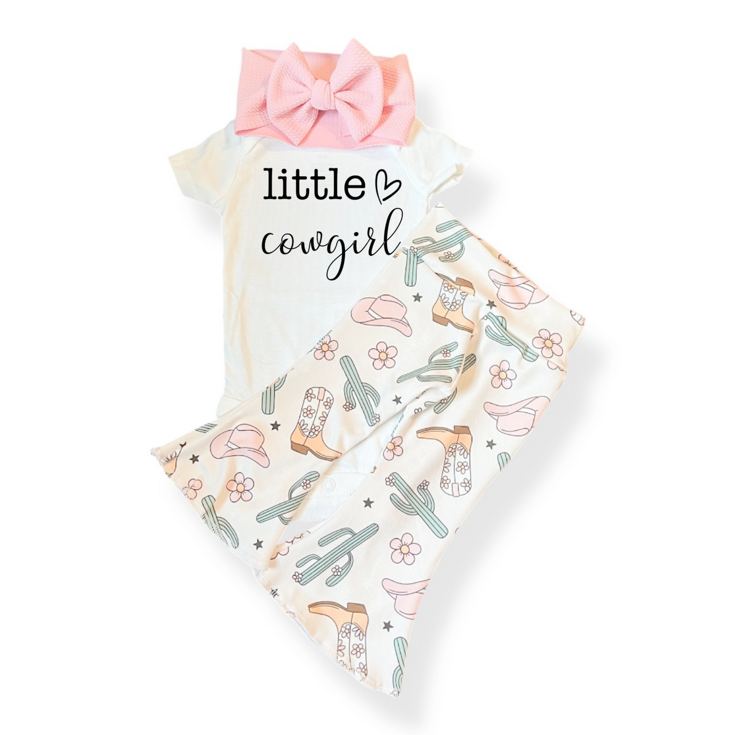 Pink Cowgirl Baby Bell Bottoms
