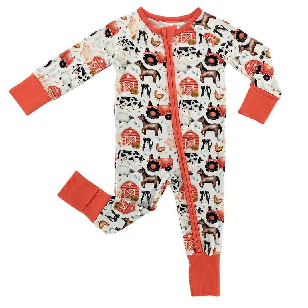 Little One Shop: Little Red Barnyard Bamboo Zippy Romper