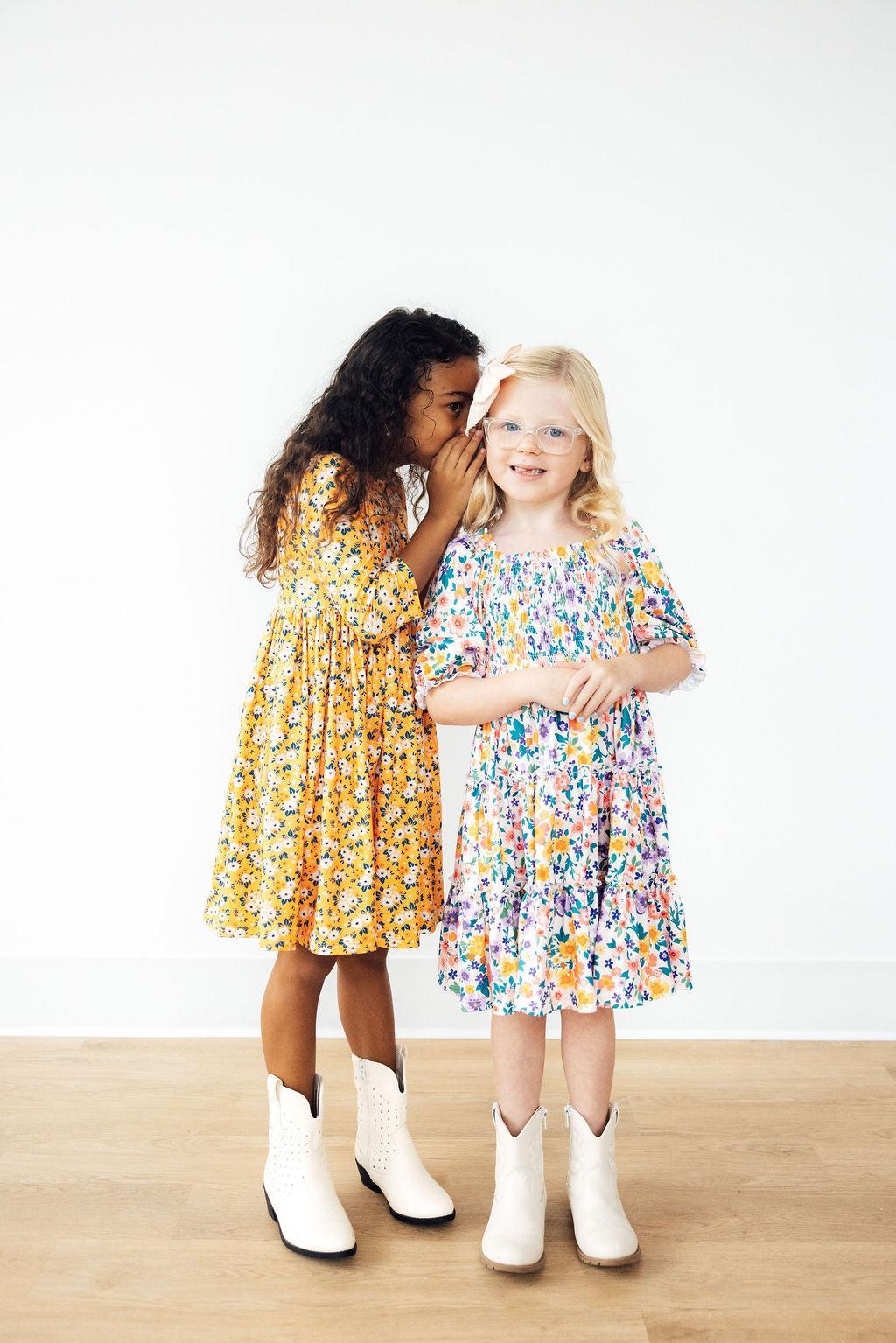 Fall Floral 3/4 Sleeve Pocket Twirl Dress