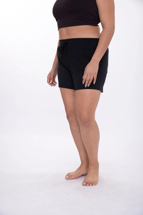 Mono B- Women's Black Athleisure Drawstring Shorts w/pockets