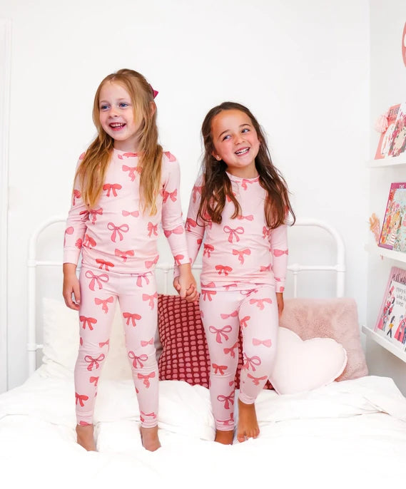 Pink Bow Bamboo Two Piece Set