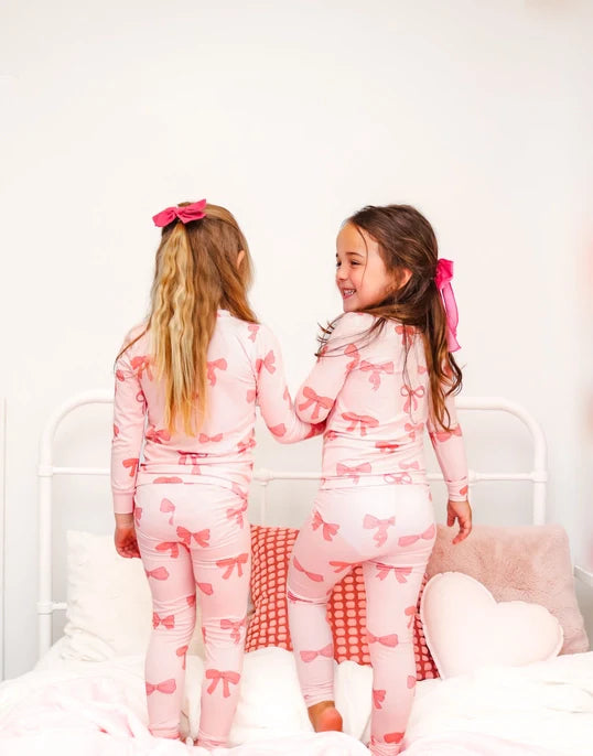 Pink Bow Bamboo Two Piece Set