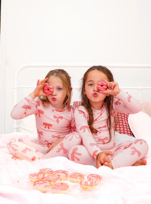 Pink Bow Bamboo Two Piece Set