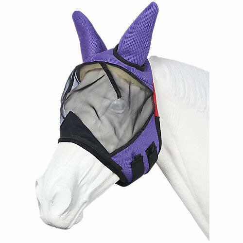 Tough 1 Deluxe Comfort Mesh Fly Mask – Mini, Purple | Lightweight, Breathable Fly Protection for Miniature Horses
