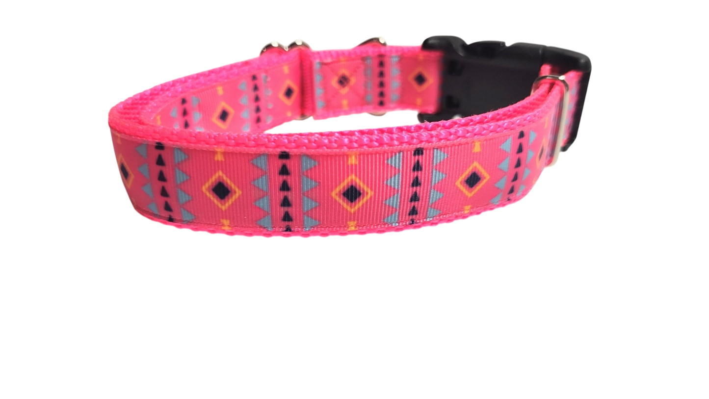 Pink Tribal 2 Nylon Dog Collar