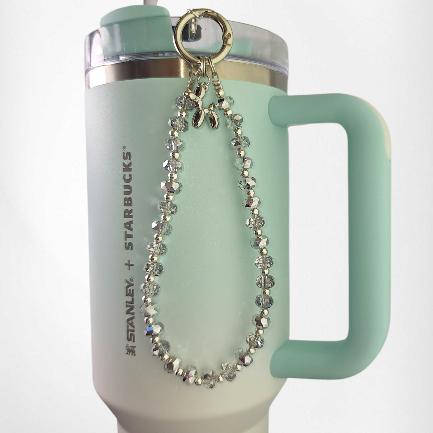 Crystal Beaded Balloon Dog Tumbler Charm Bracelet - Mirror Silver