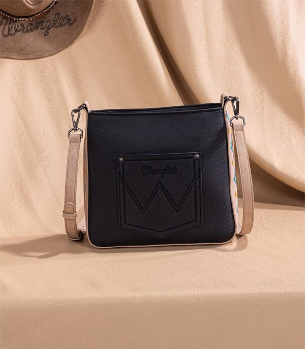 Wrangler Aztec Embroidered Crossbody Bag - Black
