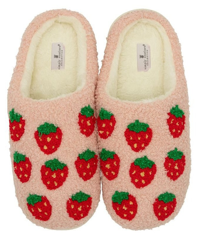 Cozy Fuzzy Indoor Slippers - Strawberry - F25 - Simply Southern